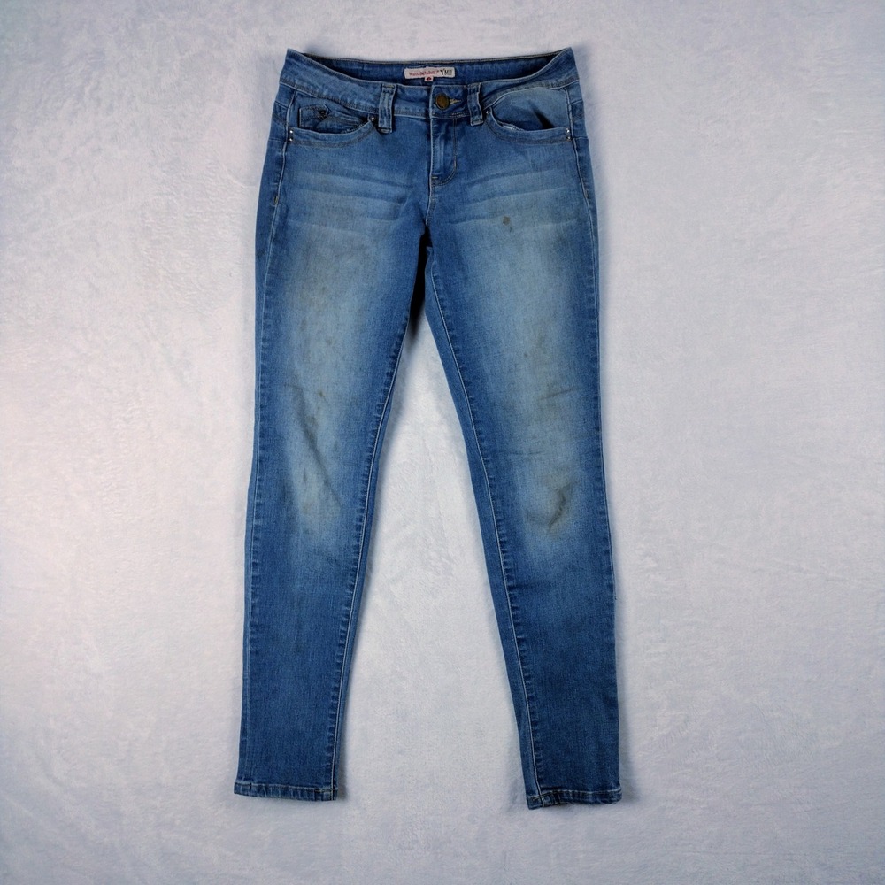 YMI WannaBettaButt Womens Skinny Jeans Medium Wash Low Rise Size 7 Stretch Denim